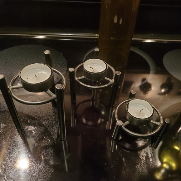 Vintage yankee Candle 3 Green Glass wine candle holders on stilts for vo… - Picture 7 of 7